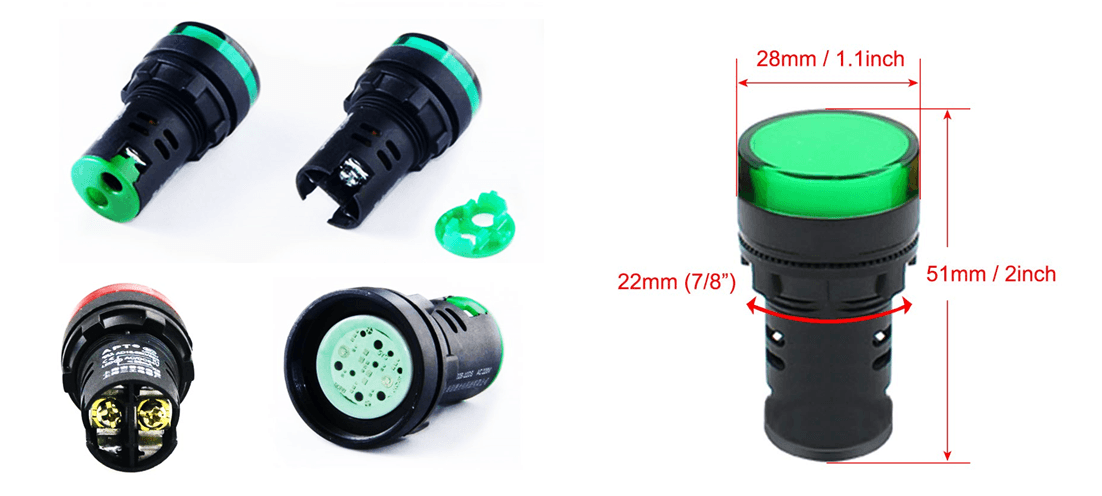 tamaño led verde