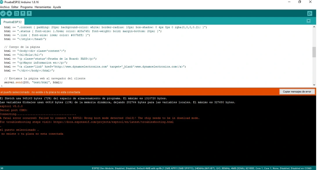 ERROR ESP32