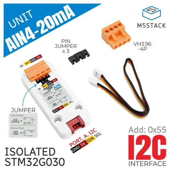 Conversor 4 a 20mA a I2C aislado Marca M5stack - Image 1
